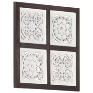 Płytki ceramiczne - VidaXL Ręcznie rzeźbiony panel ścienny, MDF, 40x40x1,5 cm, brąz i biel 321653 - miniaturka - grafika 1