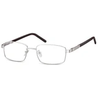 Okulary korekcyjne, oprawki, szkła - Męskie oprawki korekcyjne zerówki okulary prostokątne metalowe 659C Srebrne - miniaturka - grafika 1