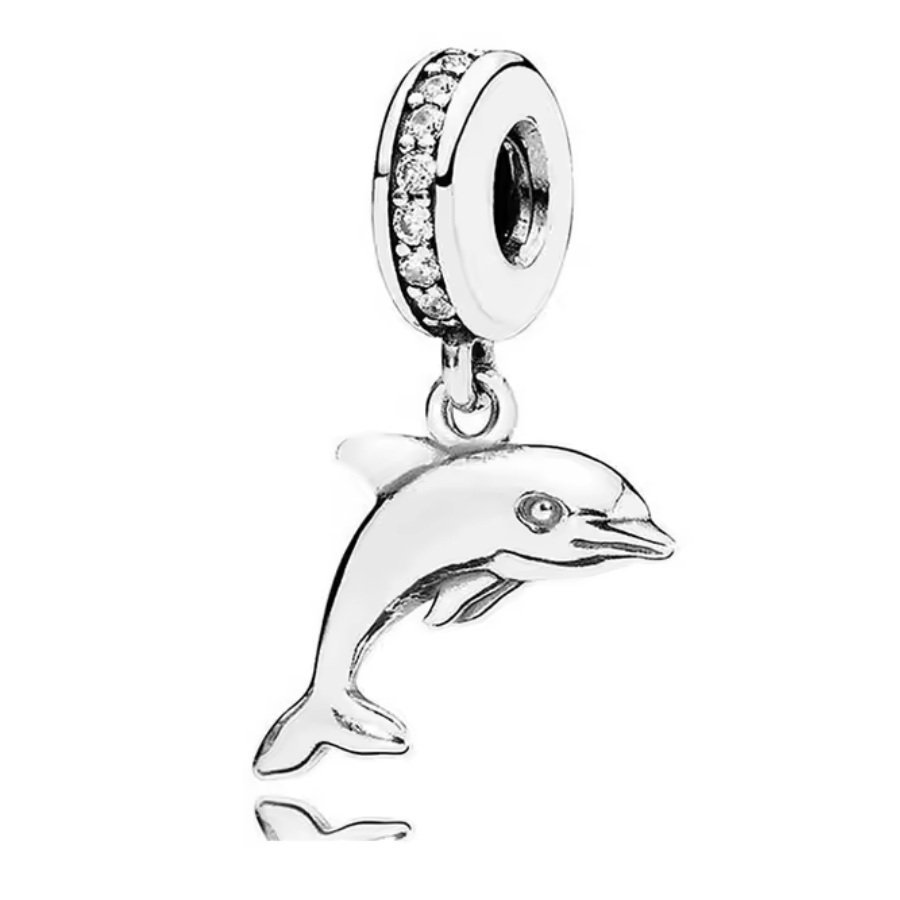 Zawieszka Charms SREBRO 925 Koralik Delfin