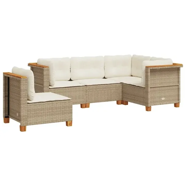 Zestaw mebli ogrodowych modułowych beżowy rattan PE 63,5 x 63,5 x 62 cm