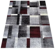 Dywany - Szaro-czerwony dywan w geometryczne wzory Czarny mat C3-N26 - miniaturka - grafika 1