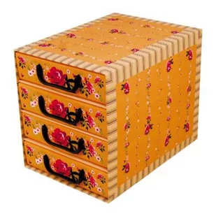Pudełko kartonowe 4 szuflady pionowe PROWANSALSKIE POMARAŃCZOWE - Pudła i pojemniki do przechowywania - miniaturka - grafika 1