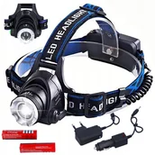 Latarki - Latarka czołowa led czołówka mocna akumulatorowa lampka na głowę + baterie - miniaturka - grafika 1
