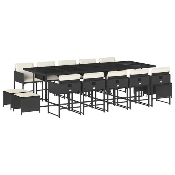 Zestaw mebli ogrodowych z rattanem PE, czarny, 275 x 106 x 73 cm