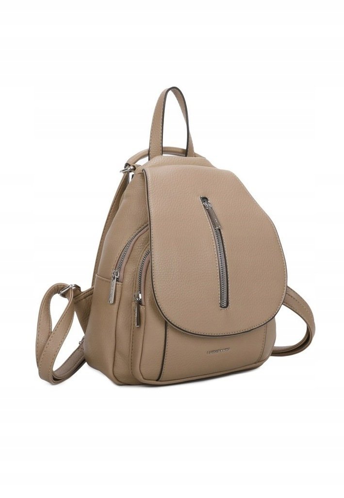 Modny Miejski Plecak Damski LUIGISANTO Beżowy Skóra Ekologiczna Ciemny Beż