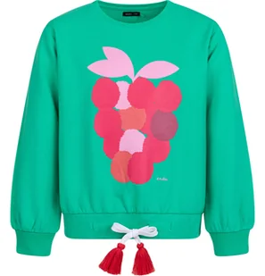 Bluza dla dziewczynki, z maliną, zielona 9-13 lat - Bluzy dla dziewczynek - miniaturka - grafika 1