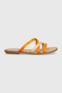 Klapki i japonki damskie - Tommy Hilfiger klapki TH STRAP FLAT SATIN SANDAL damskie kolor pomarańczowy FW0FW08041 - miniaturka - grafika 1