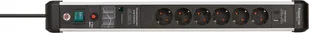 Listwa zasilająca Brennenstuhl Brennenstuhl Premium-Protect-Line power strip 6-way black/silver, 60,000 A surge protection, 3 meters, with USB Power Delivery 1391010620 - Listwy zasilające - miniaturka - grafika 1