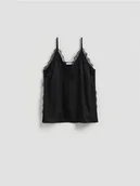 Koszulki i topy damskie - Reserved - Top z koronką - czarny - miniaturka - grafika 1