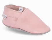 Buty dla dziewczynek - ZETPOL kapcie dziecięce skórzane paputki gumka różowe z wkładką - miniaturka - grafika 1