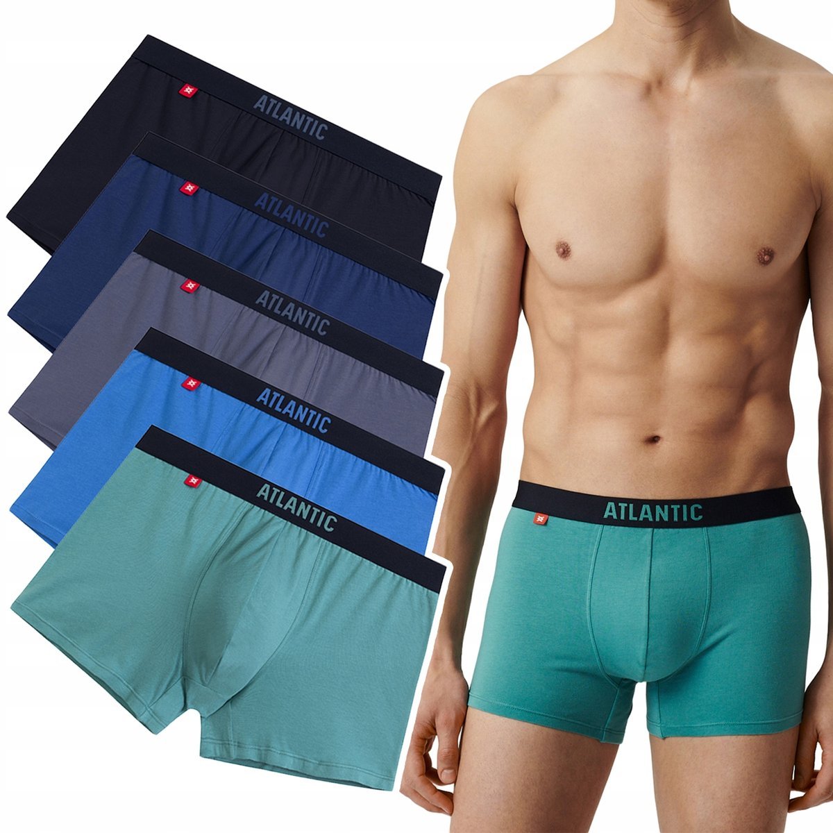 BOKSERKI MĘSKIE Atlantic 5SMH-004 sportowe majtki z bawełny 5-PAK - L