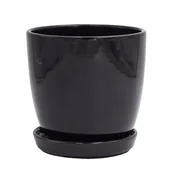 Donice - Doniczka Ceramiczna Z Podstawką Czarna 15 Cm - miniaturka - grafika 1
