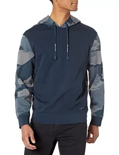 Armani Exchange Męska bluza z kapturem z nadrukiem Back Camouflage, z przodu, logo On Drawnstrings z kapturem, granatowy blezer, XS - Bluzy męskie - miniaturka - grafika 1