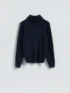 Swetry damskie - Reserved - Golf z wełny merino - granatowy - miniaturka - grafika 1