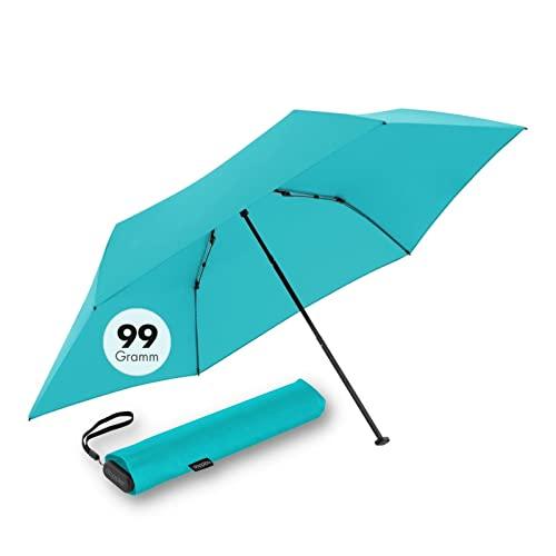Doppler Zero 99 Flat I Ultralekki parasol w Aqua Blue I Mały parasol I Mini parasol I Łatwy do otwierania I Płaski & kompaktowy I Parasol, Niebieski Aqua, Medium, Nowoczesny