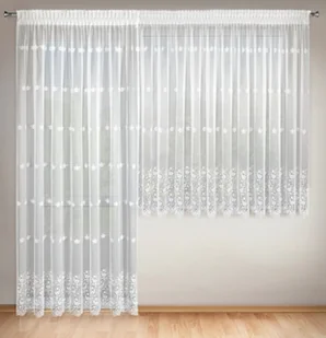 Eurofirany, Firana, Firana LILAC na okno balkonowe z tkaniny typu peru zdobiona haftowanymi drobnymi kwiatuszkami - Firany - miniaturka - grafika 1