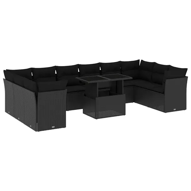 Zestaw mebli ogrodowych z rattanem PE, czarny, wymiary: 62x62x69 cm, 55x62x