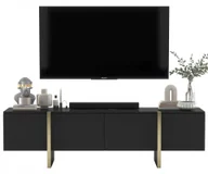 Szafki RTV - Nowoczesna Komoda Rtv Szafka Rtv Glamour Czarny Mat 180 cm - miniaturka - grafika 1
