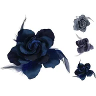 Ozdoby bożonarodzeniowe - Kwiat na klipsie dekorowany piórkami 10 cm mix - miniaturka - grafika 1