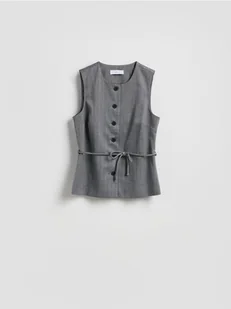 Reserved - Kamizelka z wiązaniem - ciemnoszary - Marynarki i żakiety damskie - miniaturka - grafika 1