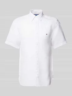 Koszule męskie - Koszula lniana o kroju regular fit z kołnierzykiem typu button down - grafika 1