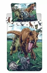 Jerry Fabrics Pościel bawełniana 140x200 Park jurajski Dinozury zielona poszewka 70x90 JF 02 - Pościel dla dzieci - miniaturka - grafika 1