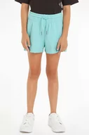 Spodnie i spodenki dla dziewczynek - Calvin Klein Jeans szorty dziecięce kolor turkusowy gładkie - miniaturka - grafika 1