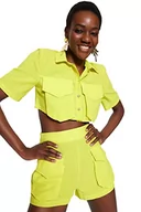 Koszule damskie - Trendyol Damska koszula damska, jednokolorowa, tkana, dwuczęściowy zestaw, ŻÓŁTY, 10 - miniaturka - grafika 1