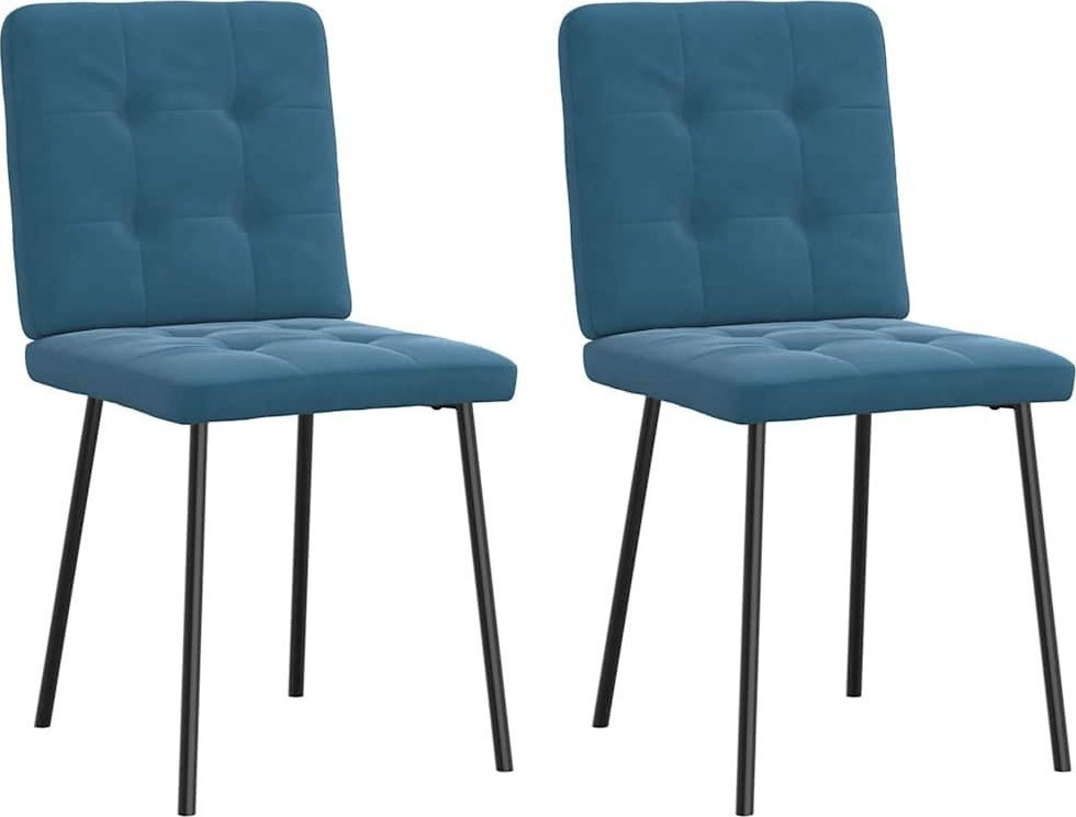 VidaXL Krzesła stołowe, 2 szt., niebieskie, aksamitne