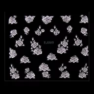 Ozdoby do paznokci - Allepaznokcie Naklejki 3D Kwiatki TJ009 pudrowy róż ze srebrną obwódką arkusz - miniaturka - grafika 1