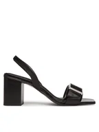 Sandały damskie - Calvin Klein Sandały Heel Sandal 70 W/Buckle - Lth HW0HW02456 Czarny - miniaturka - grafika 1
