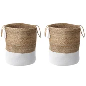 Kosze wiklinowe - Zestaw 2 koszy jutowych biały z beżowym GAJAR - miniaturka - grafika 1