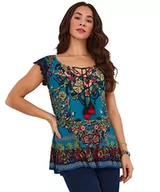Bluzki damskie - Joe Browns Damska bluzka z krótkim rękawem w stylu boho, zielona, 6, Niebieskozielony, 32 - miniaturka - grafika 1