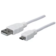 Kable komputerowe i do monitorów - Kabel Usb A-MicroB M/M 0,3M USB2.0 Hi-Speed biały - miniaturka - grafika 1