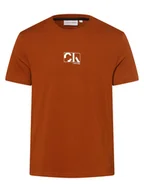 Koszulki męskie - Calvin Klein - T-shirt męski, brązowy - miniaturka - grafika 1