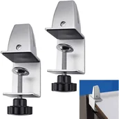 Zawiasy, okucia i inne akcesoria - Dwa regulowane zaciski do szkła wykonane ze stopu aluminium, odpowiednie do blatów akrylowych, wsporników ścianek działowych i przegródek ekranowych - miniaturka - grafika 1