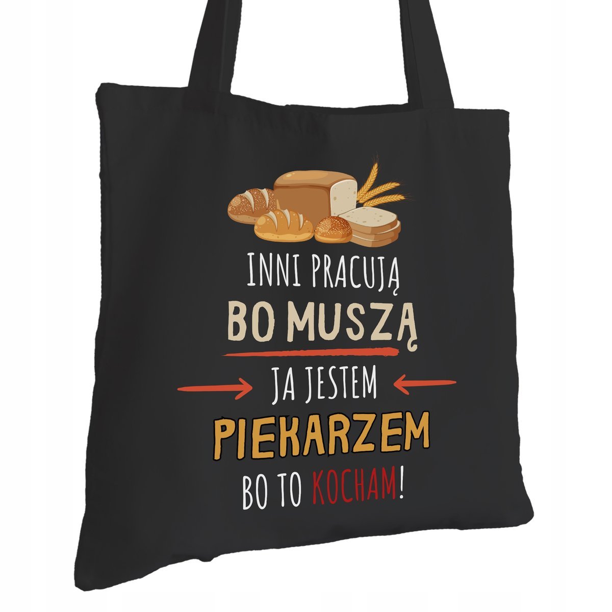 Torba Bawełniana dla Piekarza Czarna Na Prezent ekologiczna Trwały Nadruk