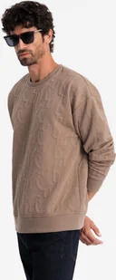 Ombre Bluza męska RELAXED FIT z tłoczonymi literami brązowa V3 OM-SSNZ-0164 XXL - Bluzy męskie - miniaturka - grafika 1