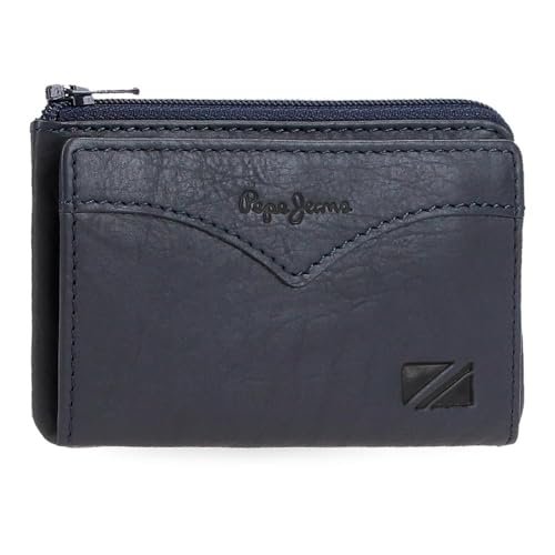 Pepe Jeans Kurtka Portfel z uchwytem na karty Niebieski 11x7x1,5 cm Skóra by Joumma Bags, Niebieski, Talla única, Portfel na karty