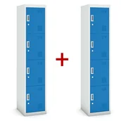 Szafki BHP - B2B Partner Szafka szatniowa 4-drzwiowa, zamek cylindryczny, 1800 x 380 x 450 mm, szara/niebieska, 1+1 GRATIS 485033 - miniaturka - grafika 1