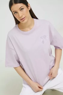 Koszulki sportowe damskie - Fila t-shirt bawełniany kolor fioletowy - grafika 1