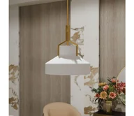 Lampy sufitowe - Quoizel QZ-BRECKEN-2P-AB-OPAL - Lampa wisząca na pręcie BRECKEN 2xE27/60W/230V złota/biała - miniaturka - grafika 1