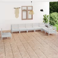 Meble ogrodowe - vidaXL 8-cz zestaw wypoczynkowy do ogrodu drewno sosnowe biały - miniaturka - grafika 1