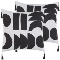 Poduszki dekoracyjne - 2 Poduszki Dekoracyjne W Geometryczny Wzór 45 X 45 Cm Białe Z Czarnym Liriope - miniaturka - grafika 1