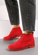 Botki damskie - Czerwone Botki z Wiązaniem Sabalva - miniaturka - grafika 1