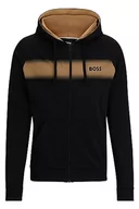 Kurtki męskie - BOSS Męska kurtka Authentic Jacket H Regular-Fit bluza z kapturem z bawełny ekologicznej z logo, czarny (Black1), L - miniaturka - grafika 1