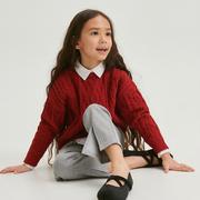 Swetry dla dziewczynek - Reserved - Szenilowy sweter - Czerwony - miniaturka - grafika 1