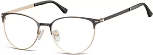 Okulary korekcyjne, oprawki, szkła - Sunoptic Okulary oprawki korekcyjne kocie oczy zerówki 914B złoto-czarne - grafika 1