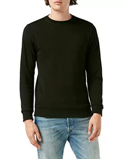 Swetry męskie - Urban Classics Męska bluza Basic Terry Crew sweter sweter, czarny/elektryczny, XXL - grafika 1