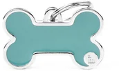 Odblaski i adresówki - Zawieszka Adresówka Identyfikator z grawerem dla psa i kota kość turkusowa z obramówką L - miniaturka - grafika 1